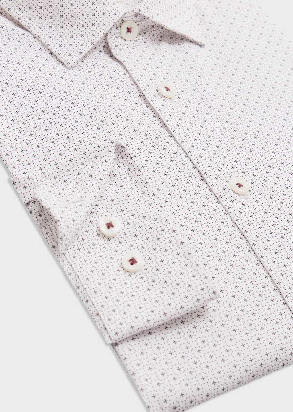 Chemise Slim en popeline de coton blanc à motif noir - Father and Sons 67919