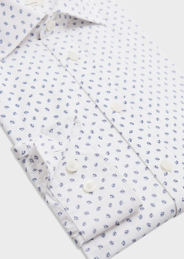 Chemise Slim en popeline de coton blanc à motif bleu - Father and Sons 67925