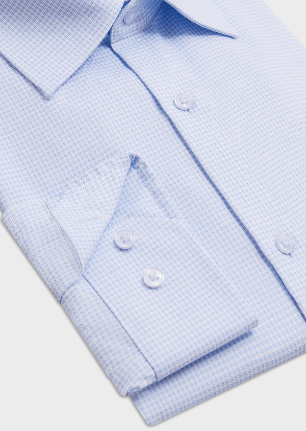 Chemise non-iron Slim en coton façonné bleu ciel à carreaux - Father and Sons 67752