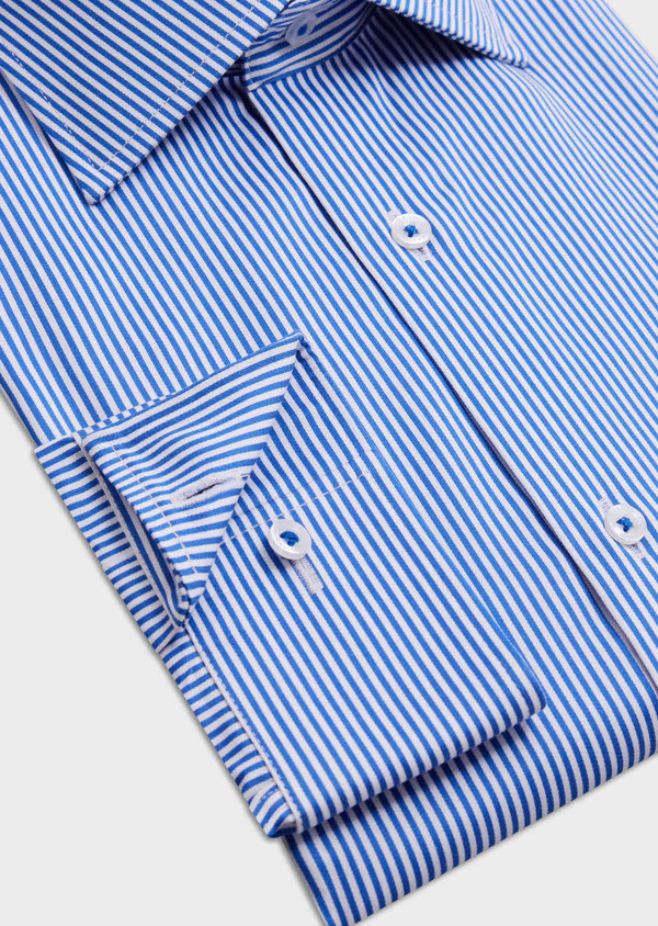 Chemise Slim en popeline de coton blanc à rayures bleues - Father and Sons 67716