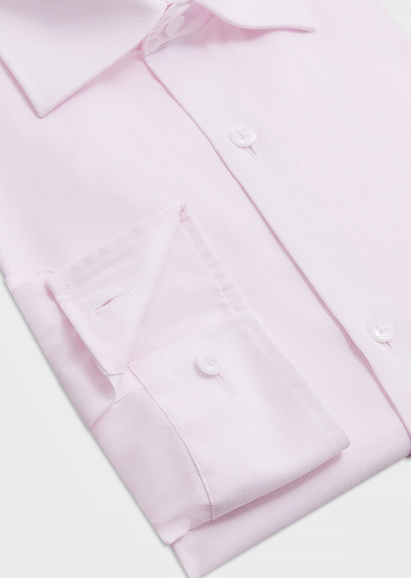 Chemise non-iron Slim en popeline de coton blanc à rayures roses - Father and Sons 67713