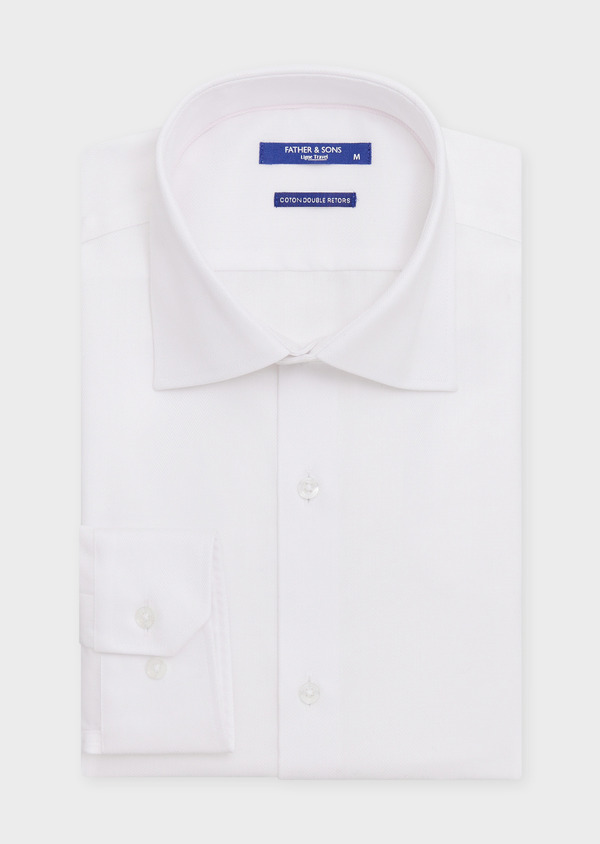 Chemise non-iron Slim en coton façonné blanc - Father and Sons 67708