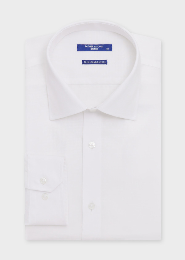 Chemise non-iron Slim en coton façonné blanc - Father and Sons 67720