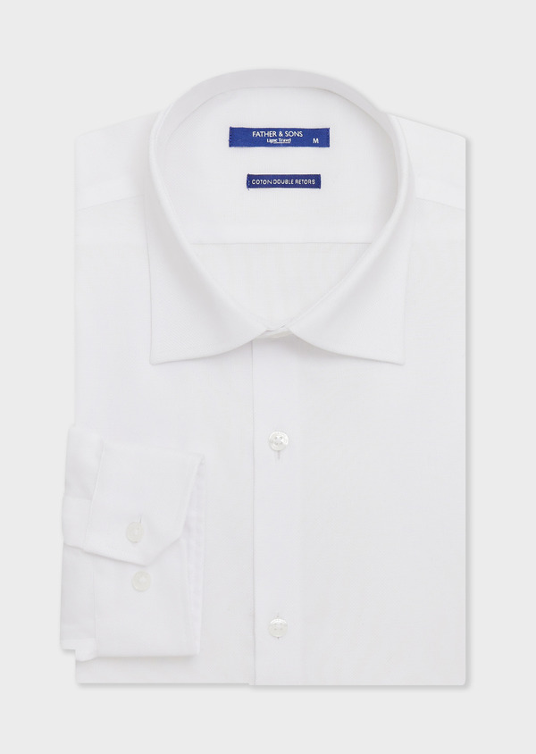 Chemise non-iron Slim en coton façonné blanc - Father and Sons 67723