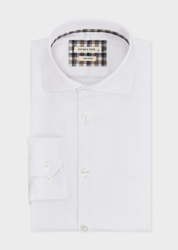 Chemise Slim en coton façonné blanc - Father and Sons 68871