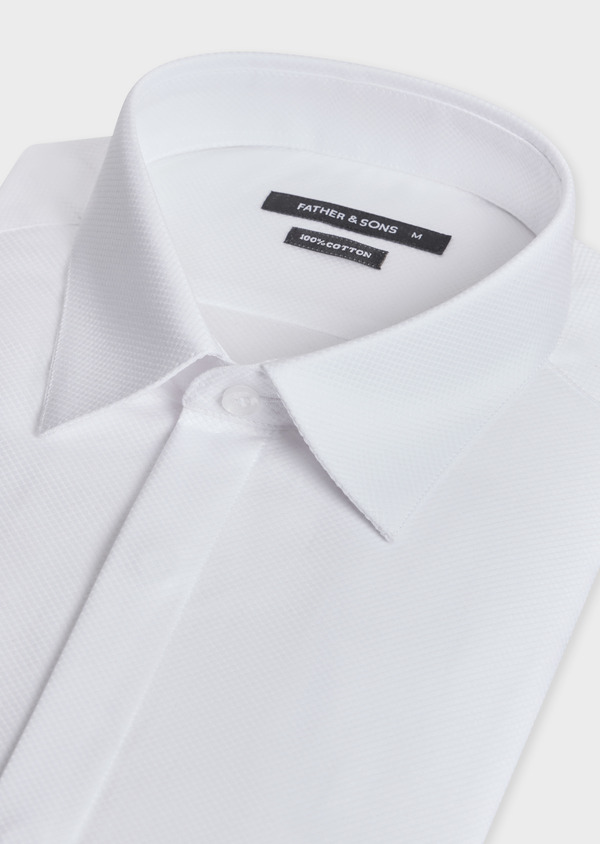 Chemise habillée Slim en coton façonné uni blanc - Father and Sons 69631