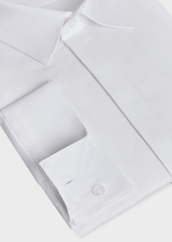 Chemise habillée Slim en coton stretch façonné uni blanc - Father and Sons 69635