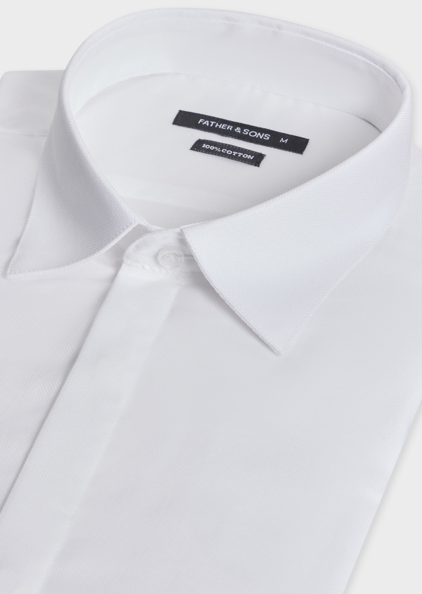 Chemise habillée Slim en coton façonné uni blanc - Father and Sons 69637