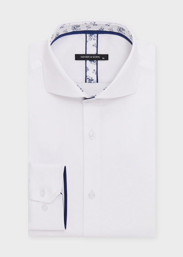 Chemise Slim en coton stretch façonné blanc - Father and Sons 68040