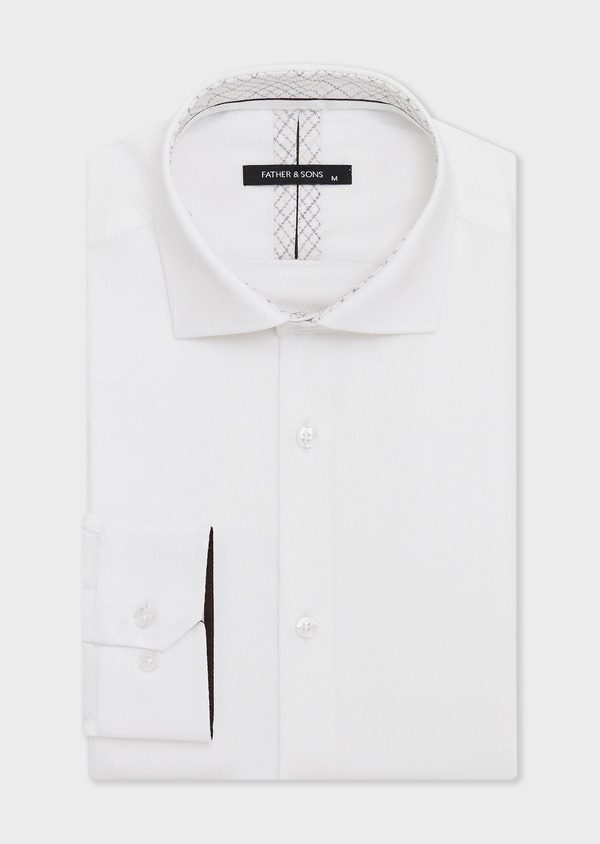 Chemise Slim en coton mélangé façonné blanc - Father and Sons 68055