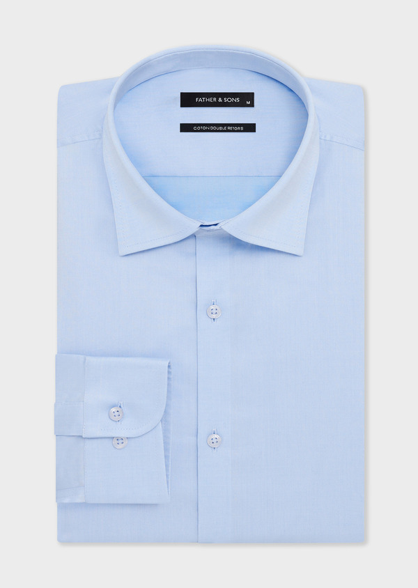 Chemise Slim en coton mélangé façonné bleu ciel - Father and Sons 67744