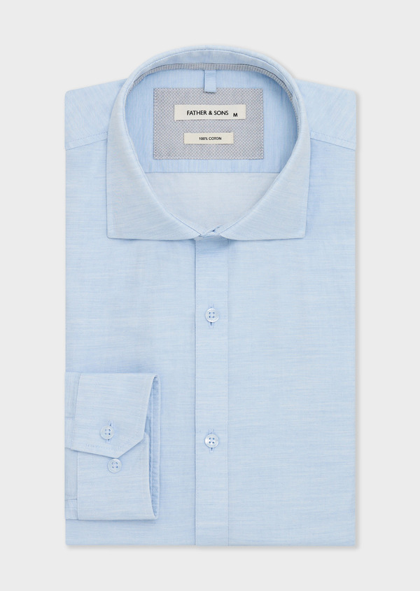 Chemise Slim en popeline de coton bleu ciel - Father and Sons 68862