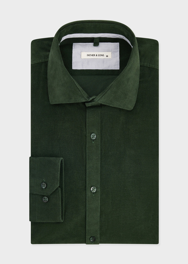 Chemise Slim en velours côtelé olive - Father and Sons 68877