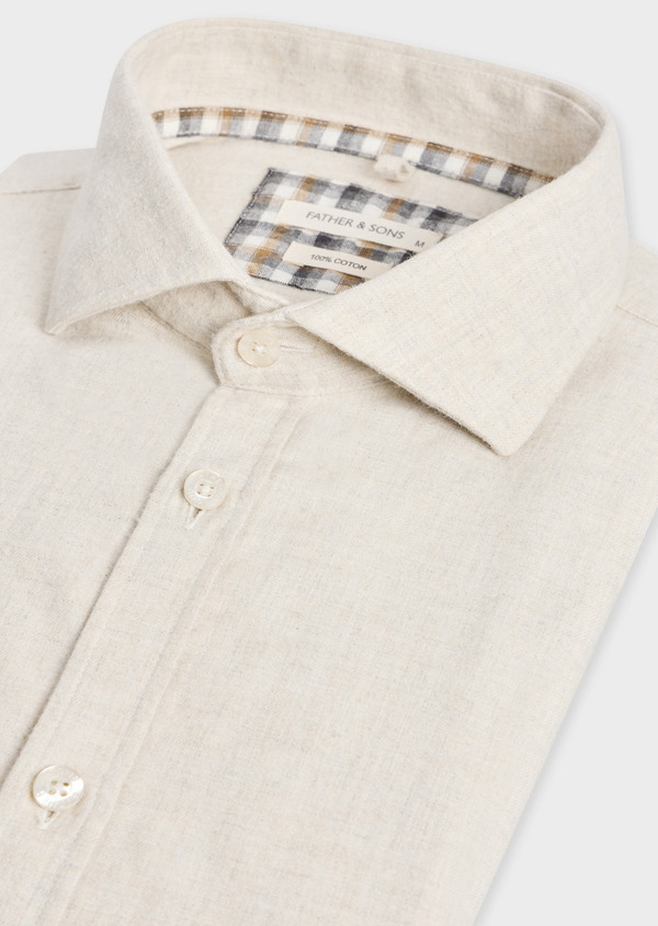 Chemise Slim en twill de coton beige - Father and Sons 70553