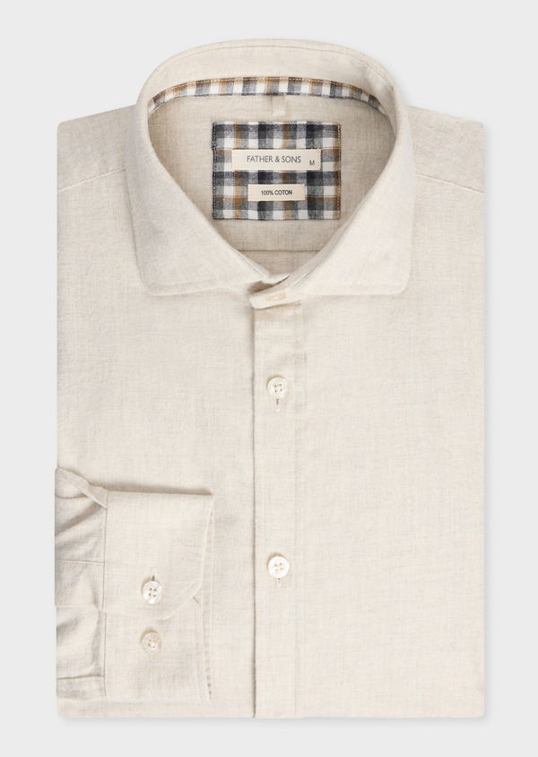 Chemise Slim en twill de coton beige - Father and Sons 70552