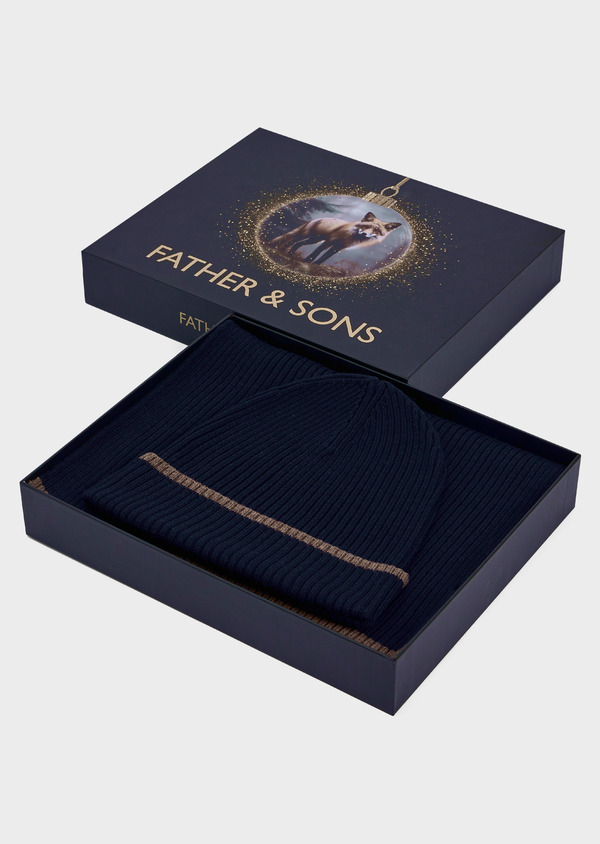 Coffret cadeau bonnet et écharpe bleu indigo - Father and Sons 70700