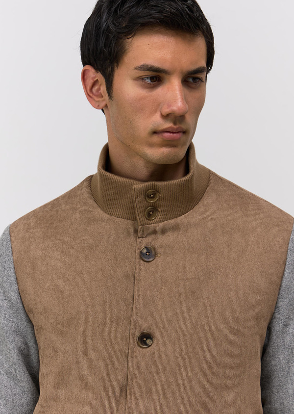 Blouson bi-matière camel et gris - Father and Sons 68900