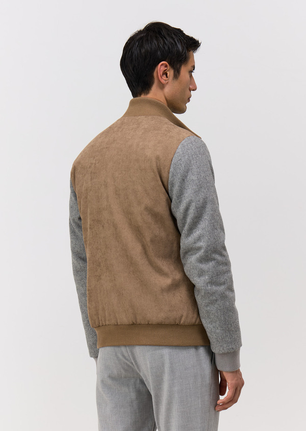 Blouson bi-matière camel et gris - Father and Sons 68899