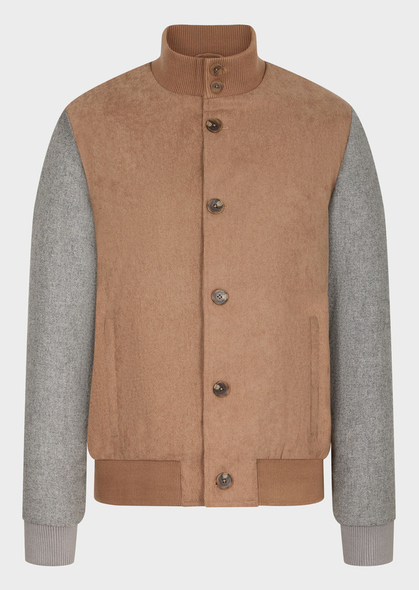 Blouson bi-matière camel et gris - Father and Sons 68901