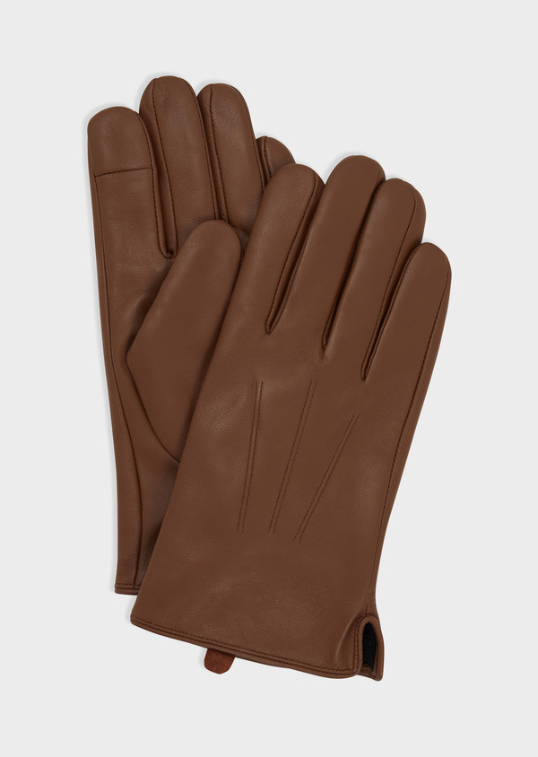 Gants tactiles en cuir cognac - Father and Sons 67899