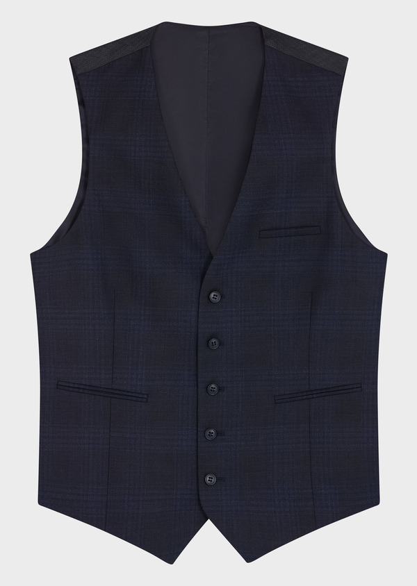 Gilet de costume en laine bleu marine Prince de Galles - Father and Sons 69094