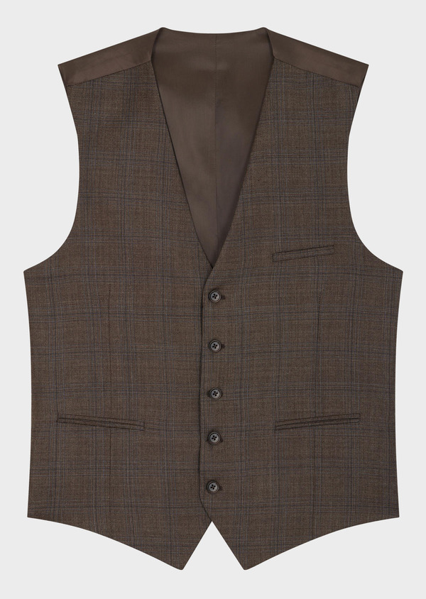 Gilet de costume en laine marron Prince de Galles Father and Sons