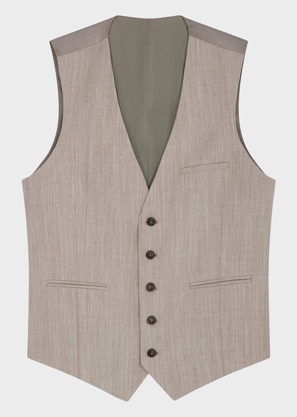 Gilet de costume en laine mélangée beige - Father and Sons 69078