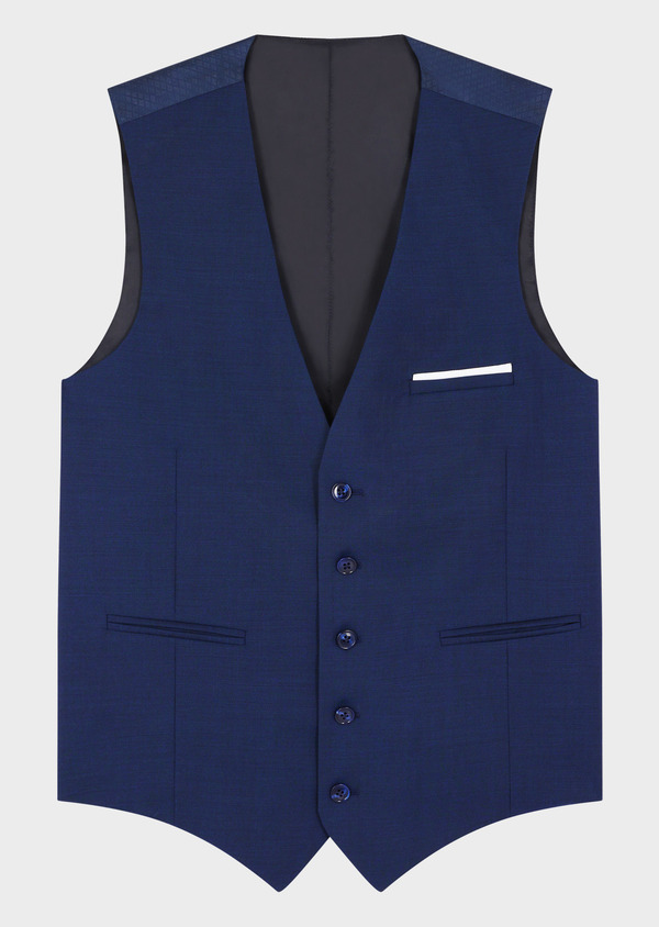 Gilet de costume en laine Marzotto unie bleu indigo - Father and Sons 69602