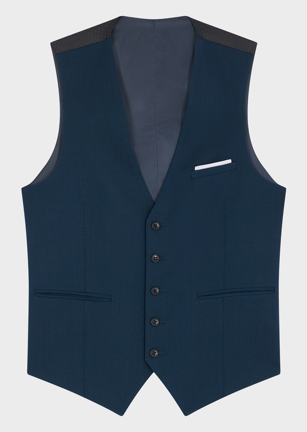 Gilet de costume en laine stretch bleu prusse - Father and Sons 69056