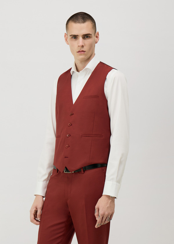 Gilet de costume en laine rouge - Father and Sons 70310