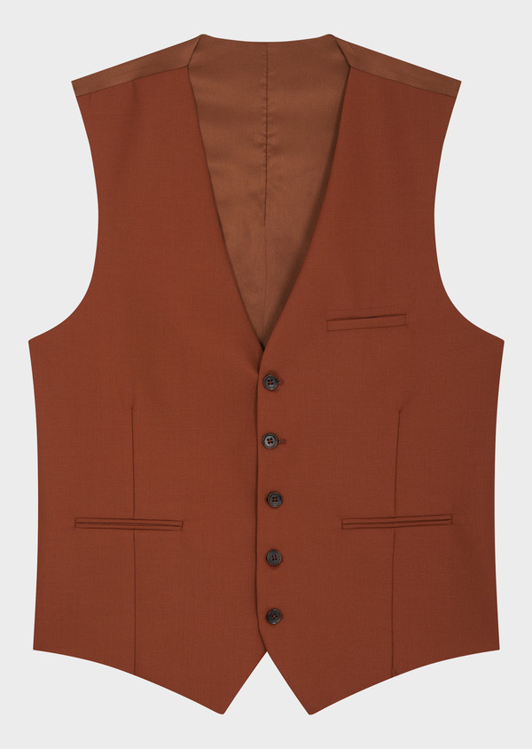 Gilet de costume en laine unie terracotta - Father and Sons 65252