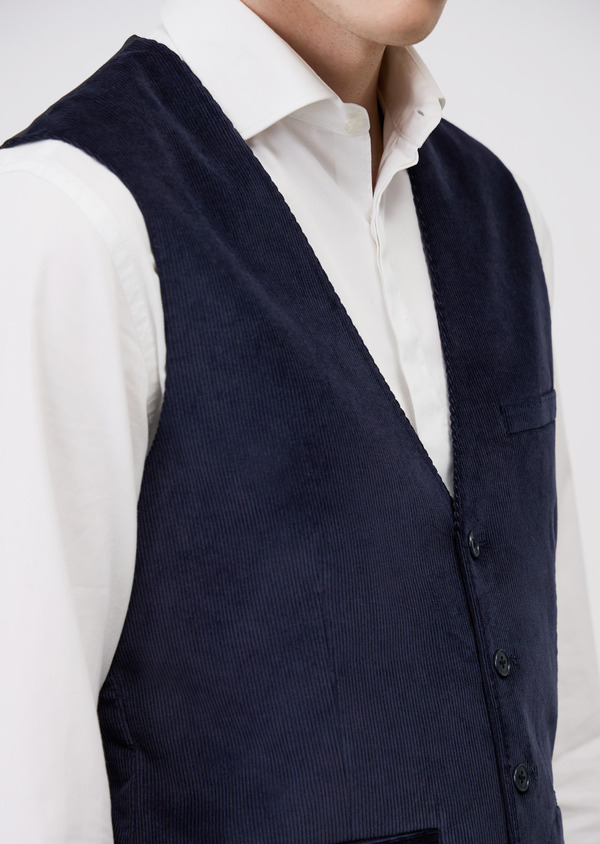 Gilet de costume en velours côtelé bleu marine - Father and Sons 69535