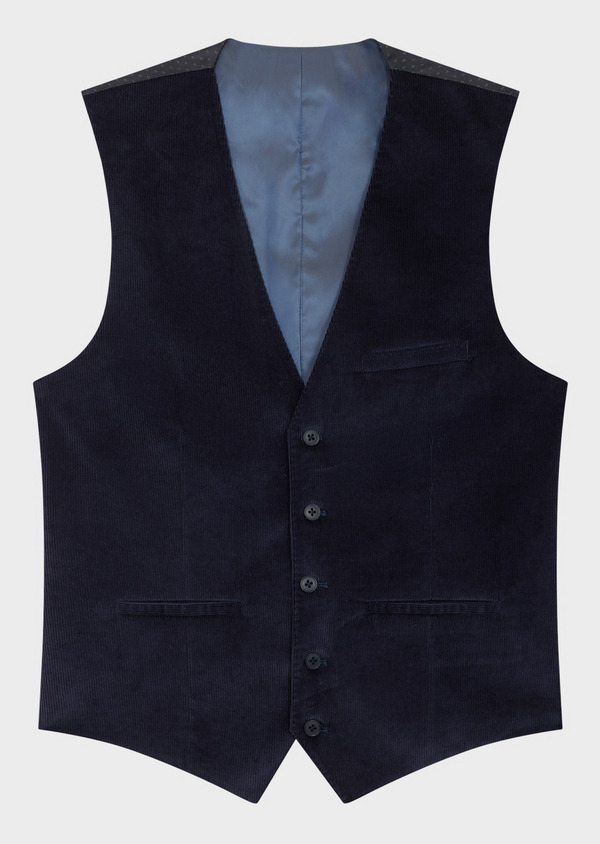 Gilet de costume en velours côtelé bleu marine - Father and Sons 69536