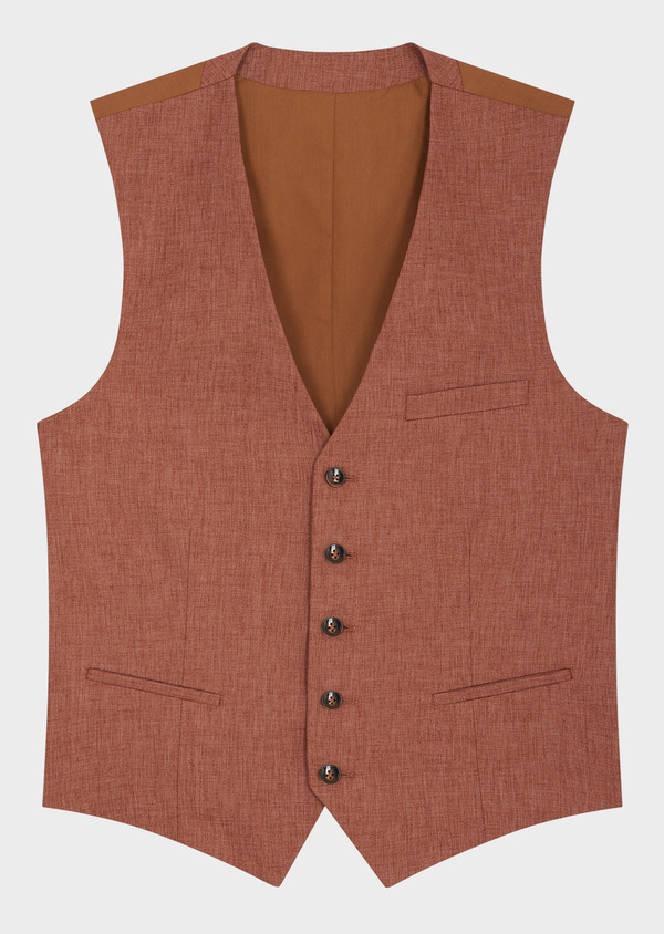 Gilet casual en coton et lin mélangés unis terracotta - Father and Sons 65198