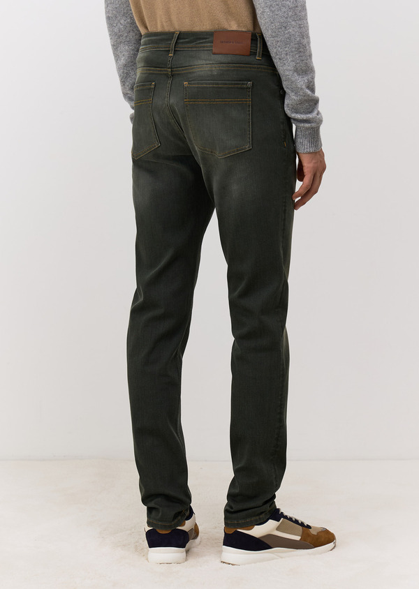 Jean Jody Slim en coton mélangé stretch olive - Father and Sons 68618