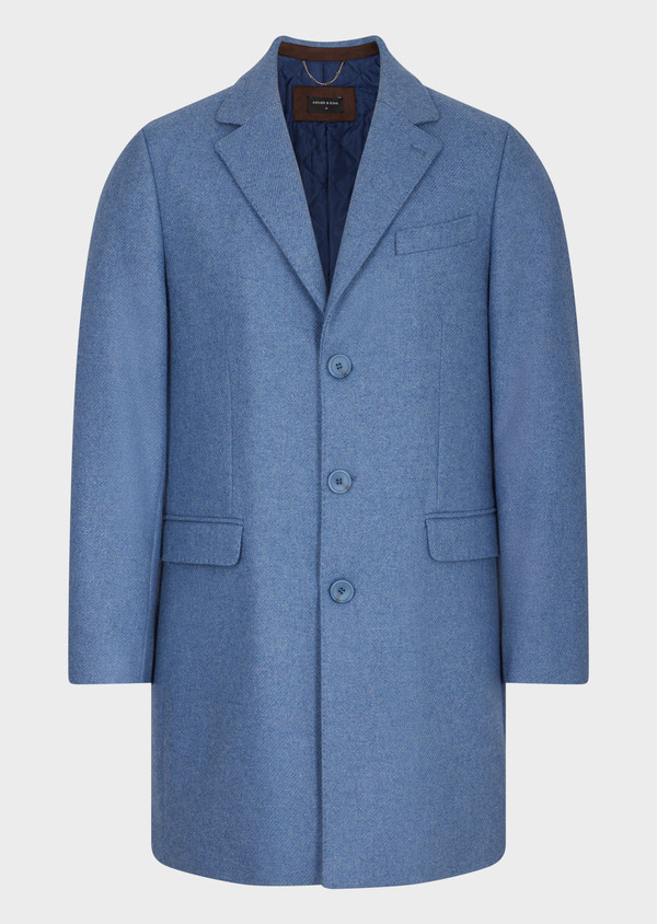 Manteau en laine mélangée bleu azur - Father and Sons 69398