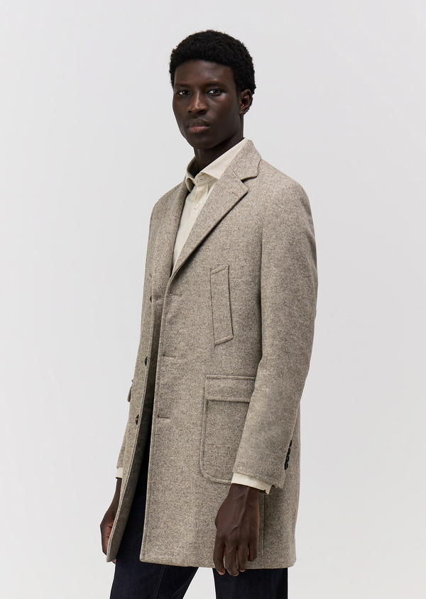 Manteau en laine mélangée beige - Father and Sons 69417