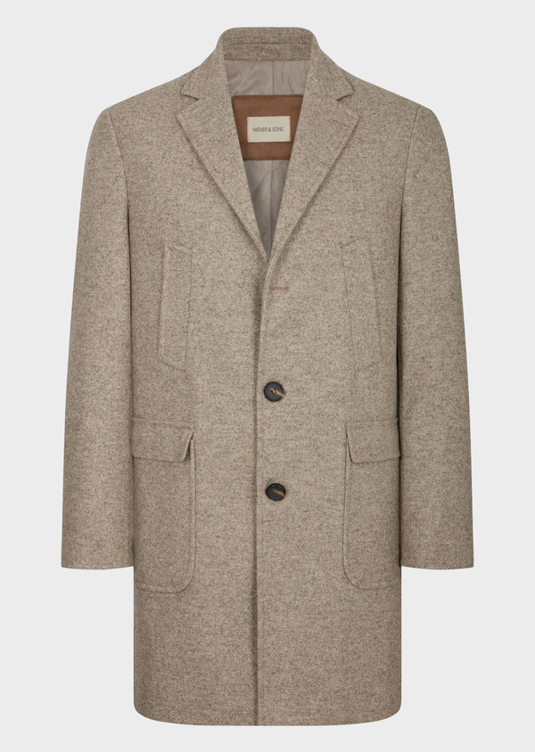 Manteau en laine mélangée beige - Father and Sons 69422