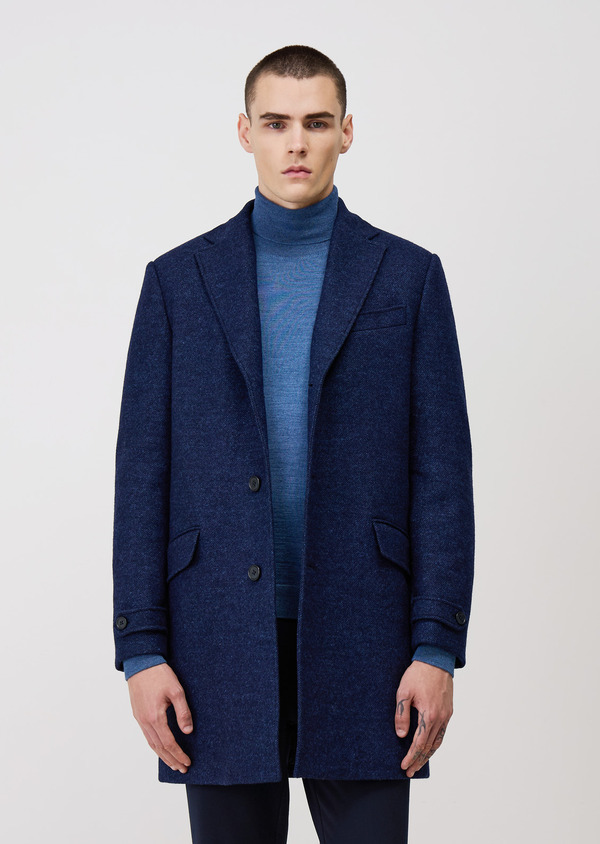 Manteau bleu indigo à capuche amovible - Father and Sons 69410