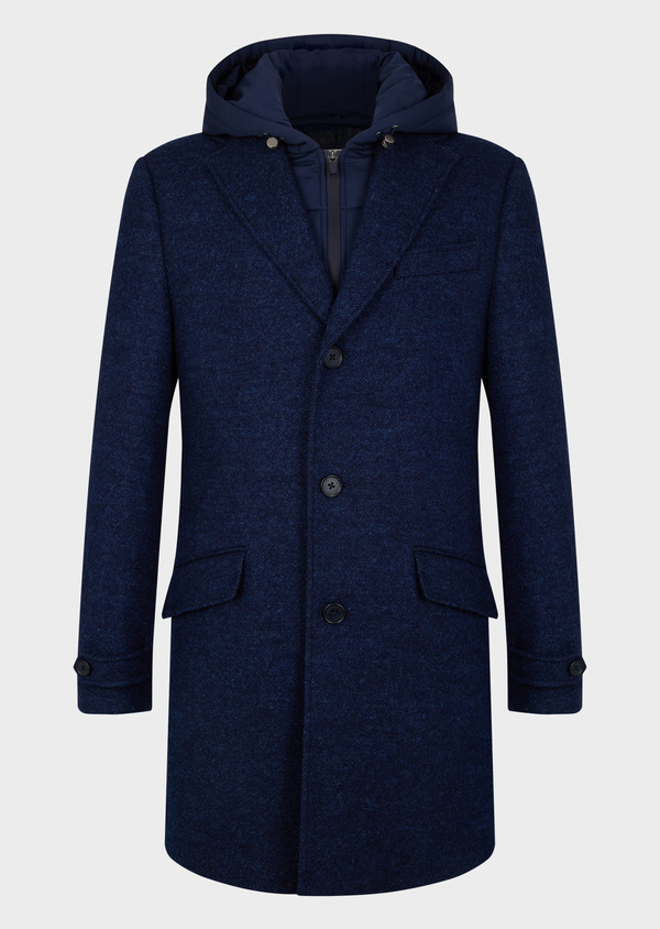 Manteau bleu indigo à capuche amovible - Father and Sons 69416