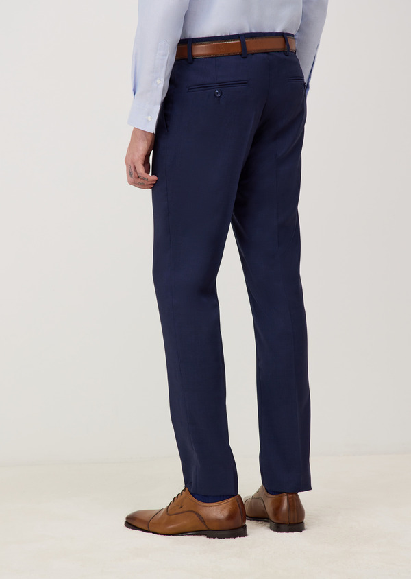 Pantalon coordonnable Regular en laine bleu marine Prince de Galles - Father and Sons 68424