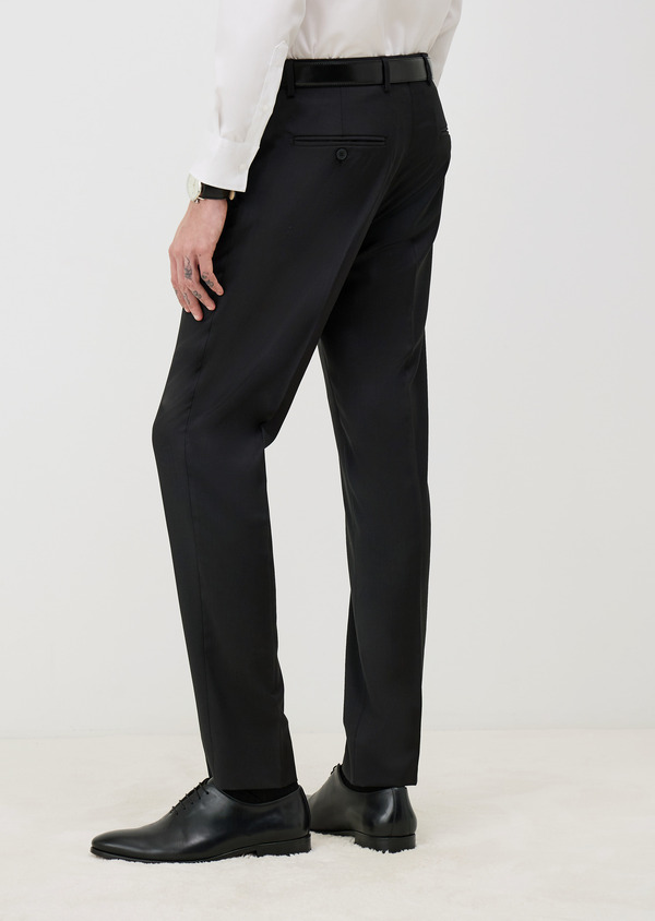 Pantalon coordonnable Regular en laine Marzotto unie noire - Father and Sons 68436