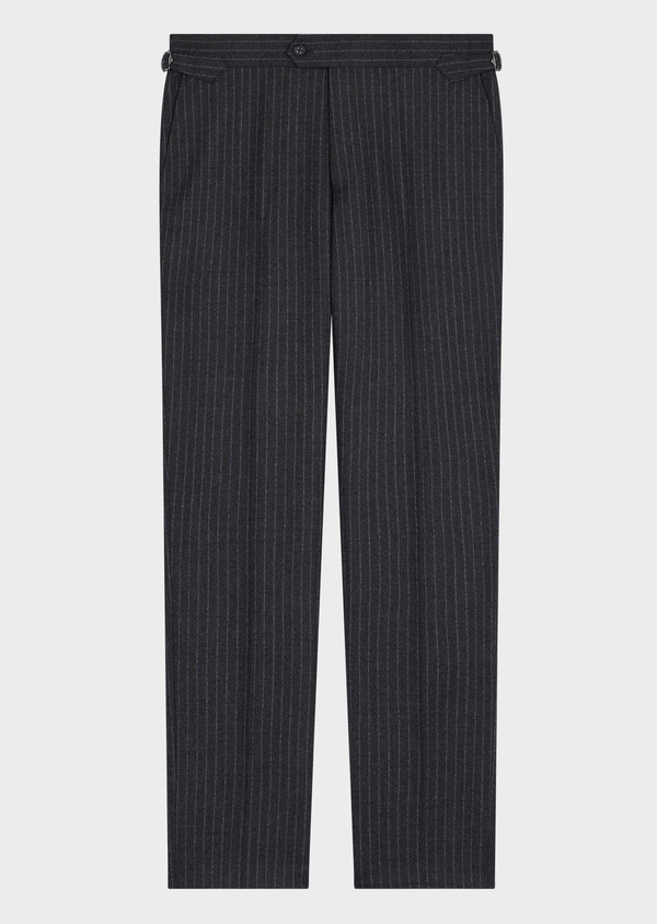 Pantalon coordonnable Slim en laine mélangée grise à rayures - Father and Sons 68946