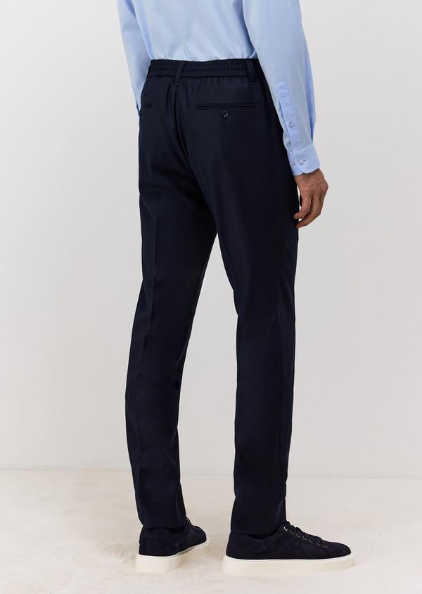 Pantalon coordonnable Slim en laine bleu marine - Father and Sons 69523