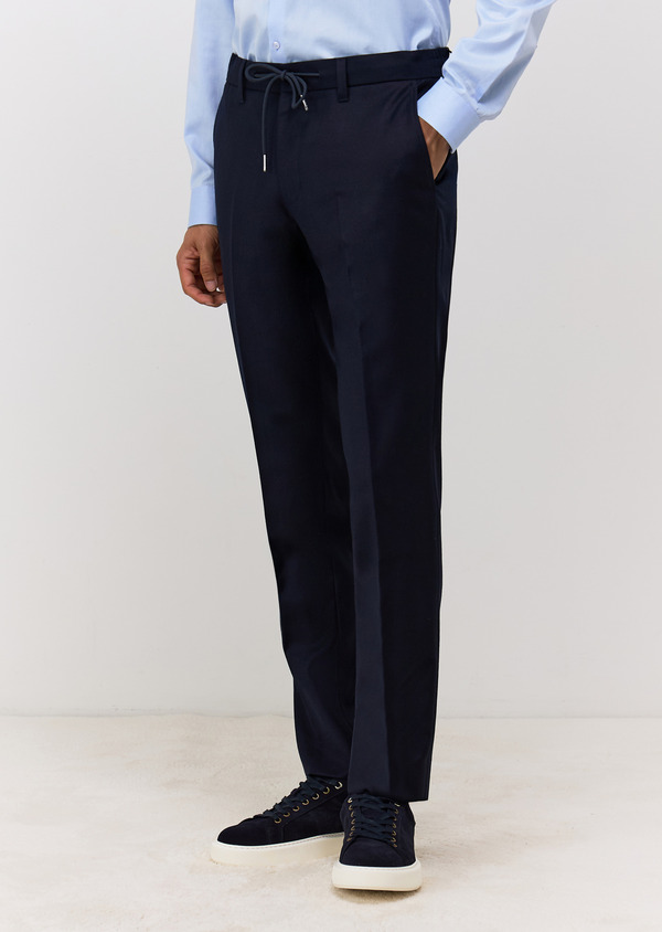 Pantalon coordonnable Slim en laine bleu marine - Father and Sons 69522