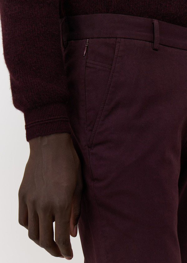 Chino slack skinny 7/8 en coton mélangé bordeaux - Father and Sons 68522