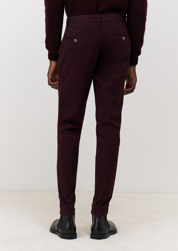 Chino slack skinny 7/8 en coton mélangé bordeaux - Father and Sons 68521