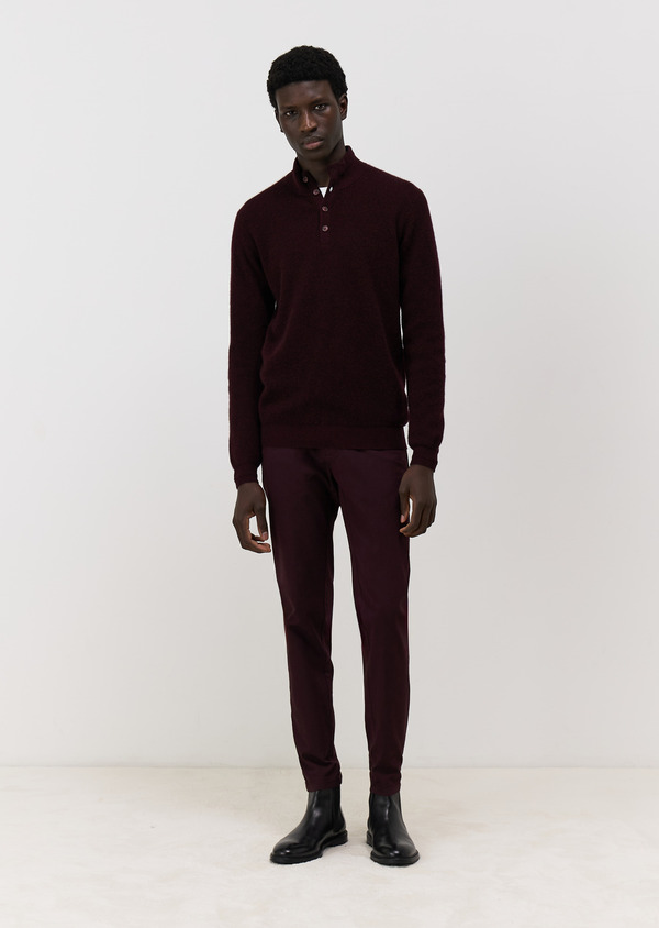 Chino slack skinny 7/8 en coton mélangé bordeaux - Father and Sons 68524