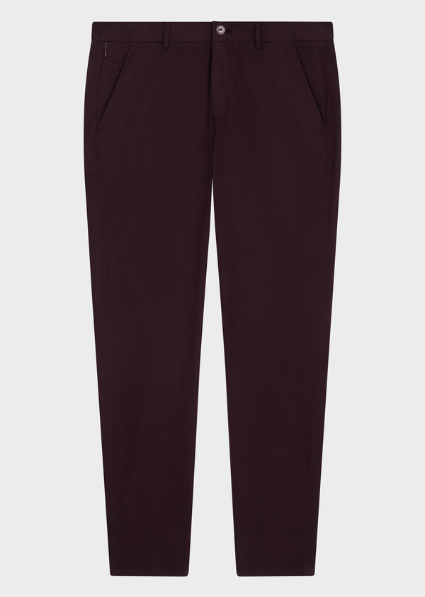 Chino slack skinny 7/8 en coton mélangé bordeaux - Father and Sons 68525