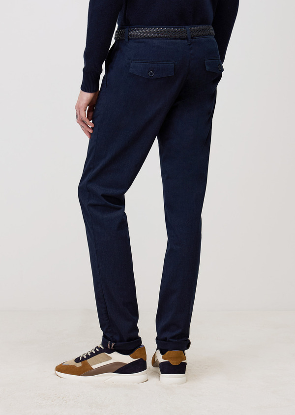 Chino slack skinny en coton mélangé bleu indigo - Father and Sons 68528